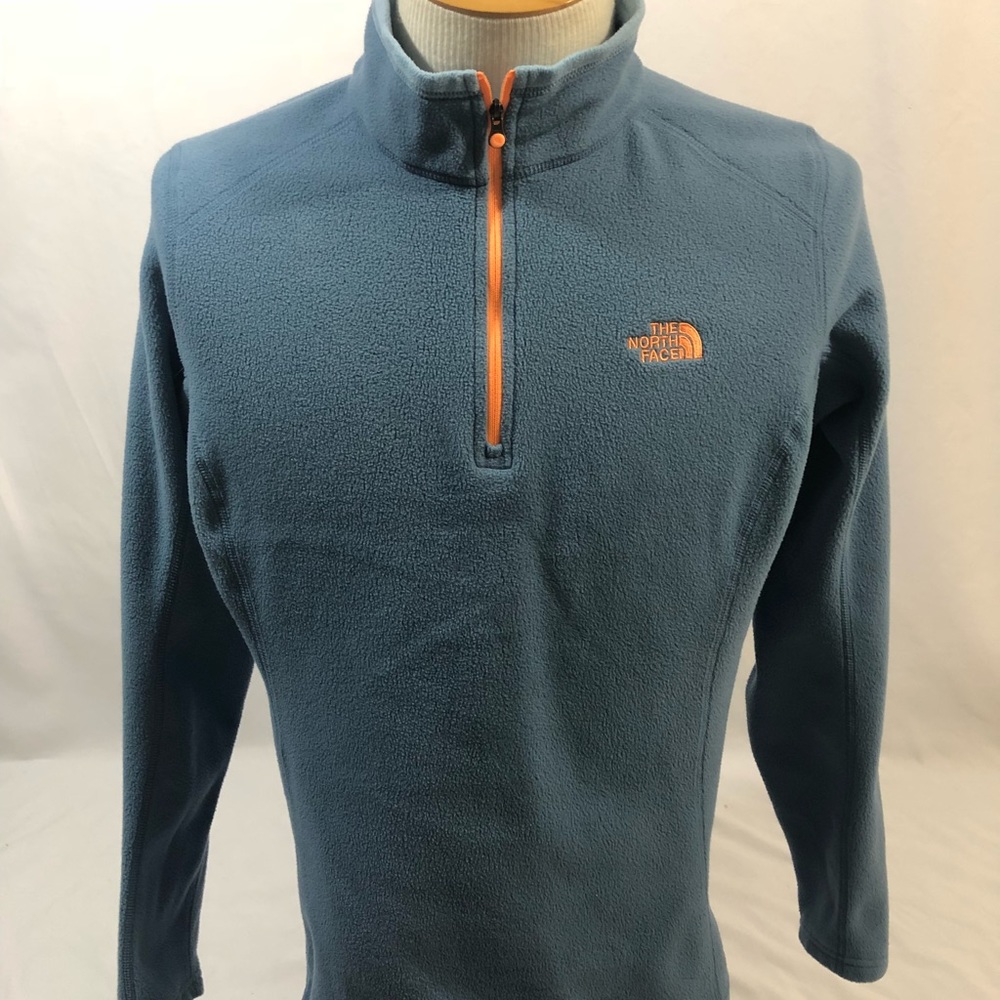 The north face 1/4 zip fleece sweater blue orange